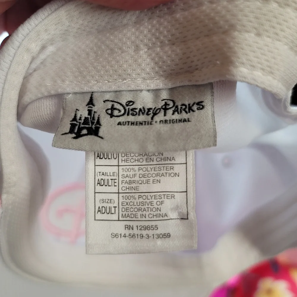Disney Parks White Pink Embroidered Logo Mesh Adjustable Baseball Hat Adult